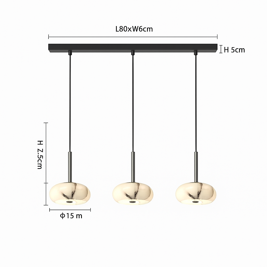 Luna Trio – Luxe Hanglamp met Marmerlook Glas | Moderne Plafondlamp voor Keuken, Eettafel of Kookeiland | Verstelbare 3-Lichts Pendelarmatuur | Zukasa Design