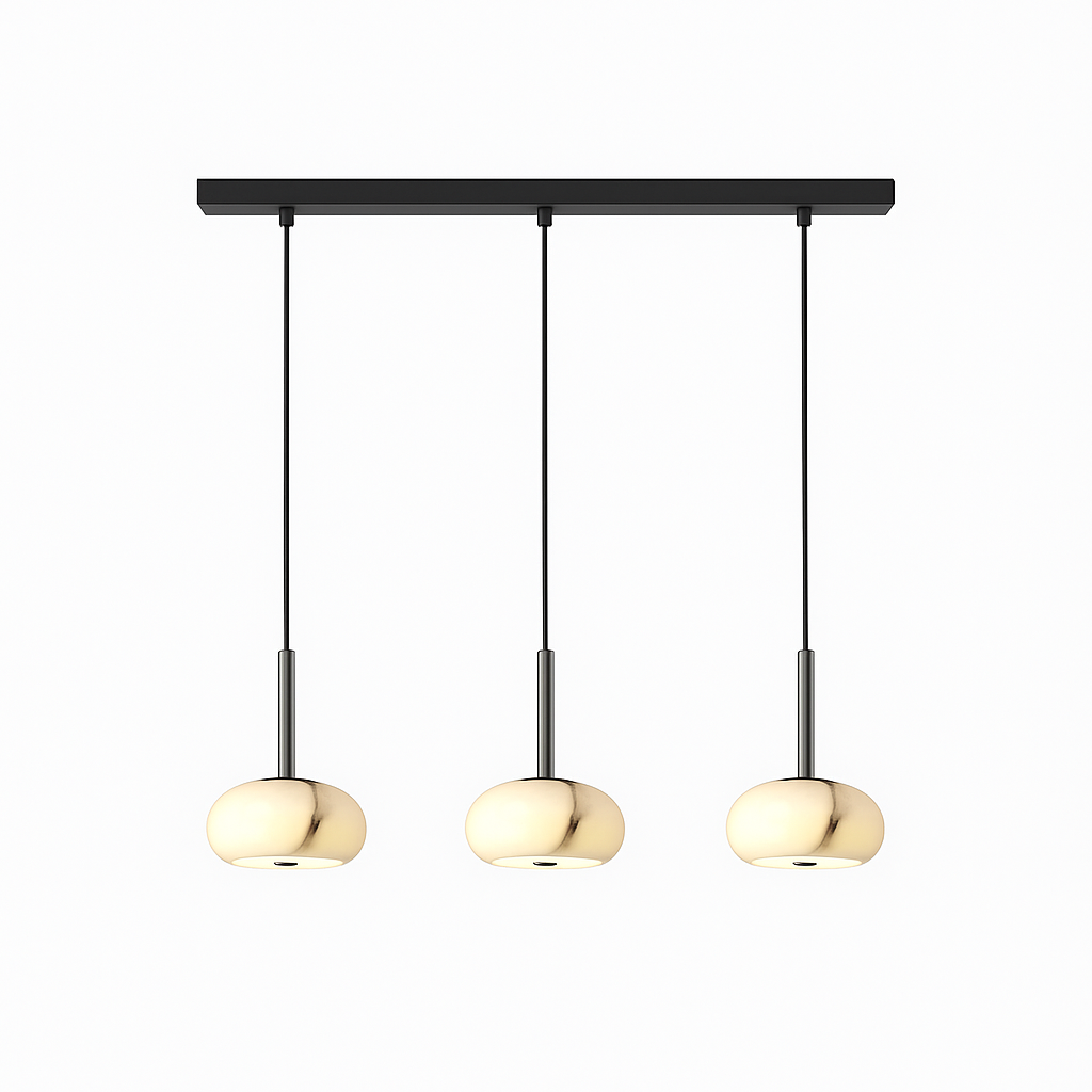 Luna Trio – Luxe Hanglamp met Marmerlook Glas | Moderne Plafondlamp voor Keuken, Eettafel of Kookeiland | Verstelbare 3-Lichts Pendelarmatuur | Zukasa Design