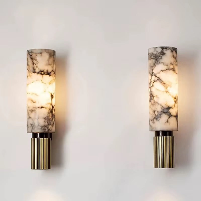 Roma Lux – Marmeren Wandlamp met Messing Detail | Klassiek-Chique Muurverlichting | E27 Fitting | Voor Woonkamer, Slaapkamer of Hal | Zukasa Collectie