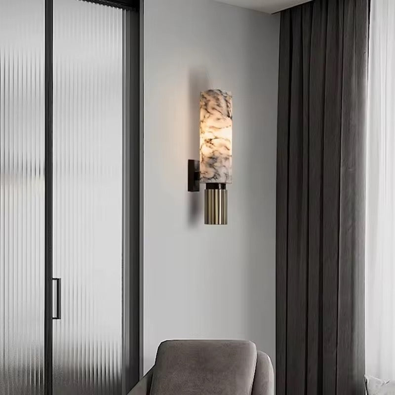 Roma Lux – Marmeren Wandlamp met Messing Detail | Klassiek-Chique Muurverlichting | E27 Fitting | Voor Woonkamer, Slaapkamer of Hal | Zukasa Collectie