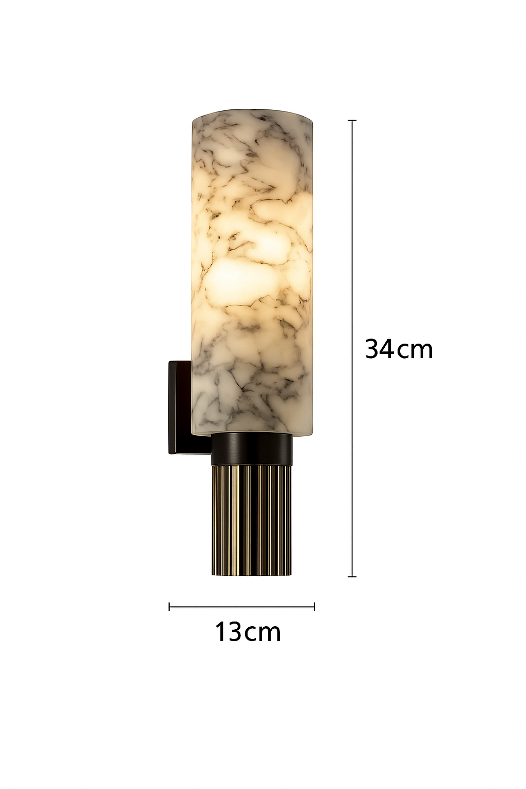 Roma Lux – Marmeren Wandlamp met Messing Detail | Klassiek-Chique Muurverlichting | E27 Fitting | Voor Woonkamer, Slaapkamer of Hal | Zukasa Collectie