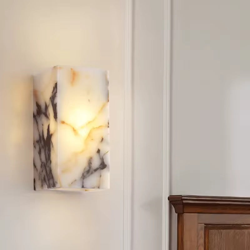 Marbella Cube – Luxe Marmeren Wandlamp LED | Moderne Up & Down Light voor Hal, Woonkamer & Hotelinterieur