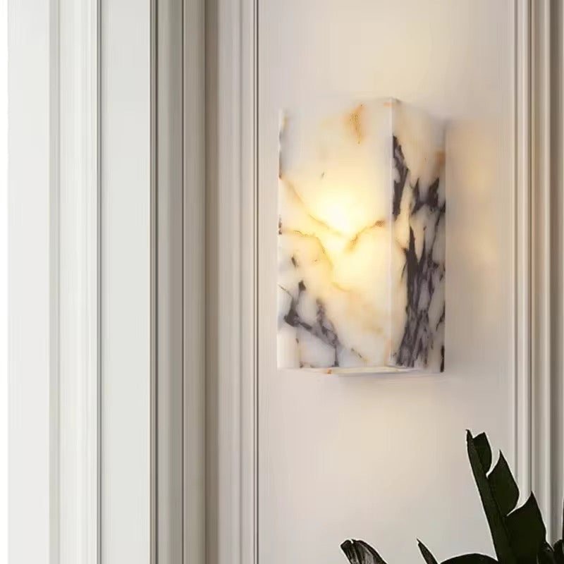 Marbella Cube – Luxe Marmeren Wandlamp LED | Moderne Up & Down Light voor Hal, Woonkamer & Hotelinterieur