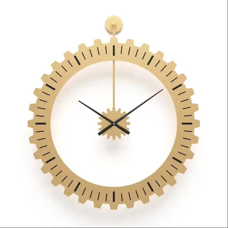Kyros Gold – Luxe Tandwiel Wandklok in Goud (Ø50 cm)