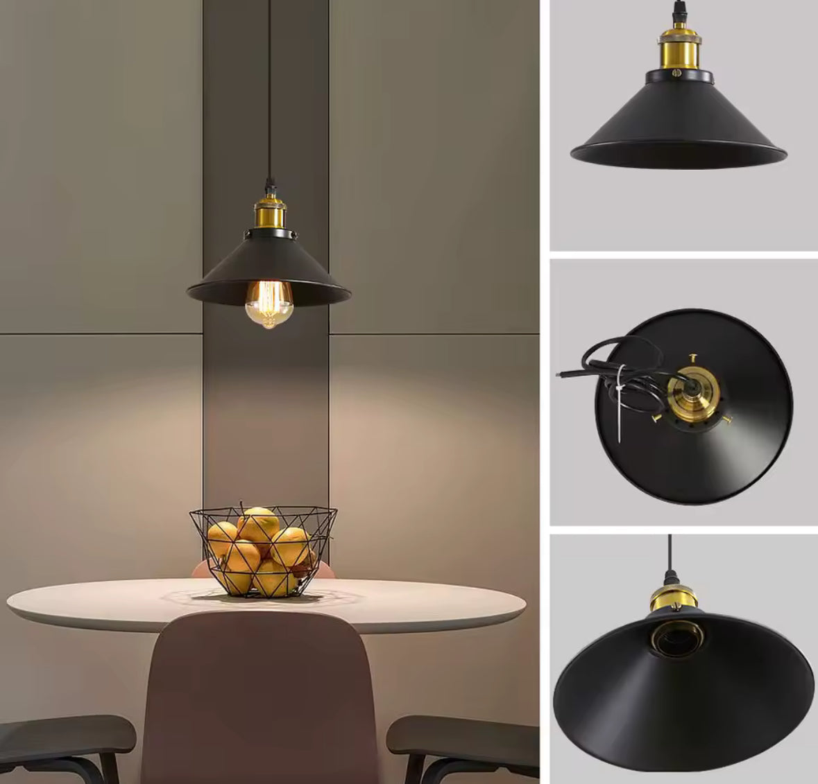 Aurum Triventi – Industriële Hanglamp Zwart & Goud (3-Lichts)