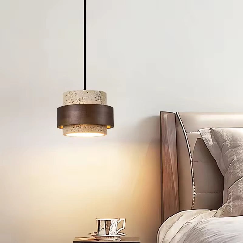 Beiroet Hanglamp – Marmerlook & Houtaccent – Ø17cm