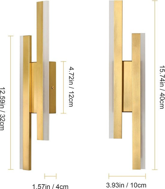 LumaLine Aurum – Gouden LED Wandlamp met 3 Lichtstanden (3000K-6500K)