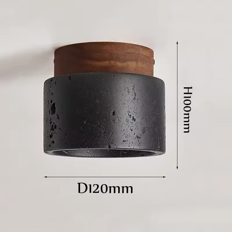 Luma Nero – Industriële Plafondlamp van Beton en Walnoothout