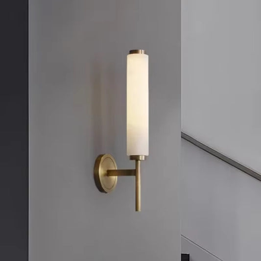 Luxor Wandlamp – Moderne Wandverlichting van Goud Messing met Opaline Glas | 47cm LED Sfeerverlichting voor Woonkamer, Hal of Slaapkamer