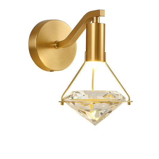 Diamond Luxe Wandlamp – Gouden Wandverlichting met Kristal | 24x22 cm | Hotel Chique Design