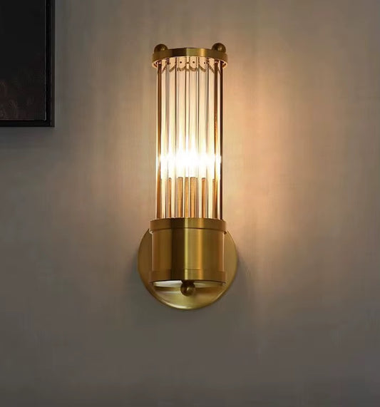 Gloria – Messing Wandlamp met Kristalglas – 27cm – Art Deco Stijl voor in Huis