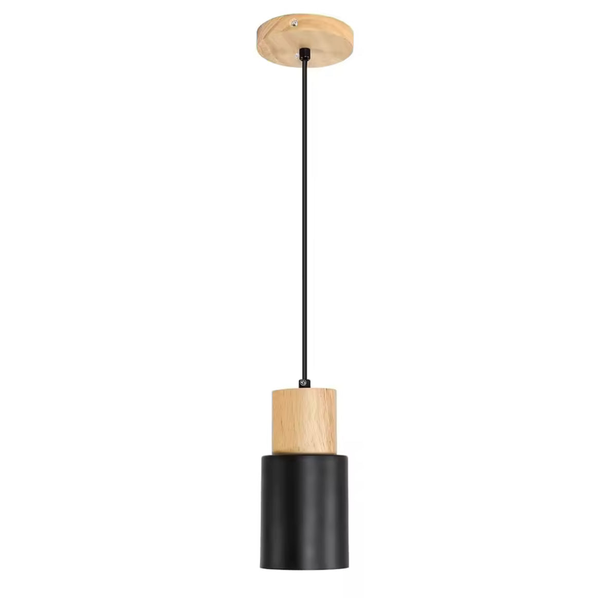 Oslo Noir – Scandinavische Hanglamp Hout & Zwart Metaal (E27)