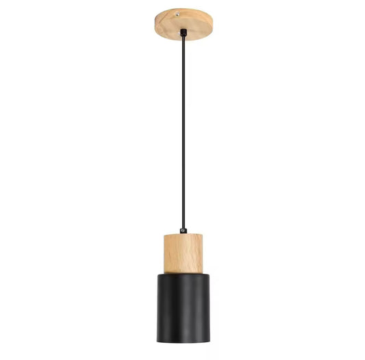 Oslo Noir – Scandinavische Hanglamp Hout & Zwart Metaal (E27)