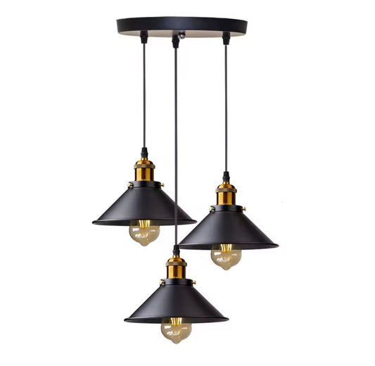 Aurum Triventi – Industriële Hanglamp Zwart & Goud (3-Lichts)
