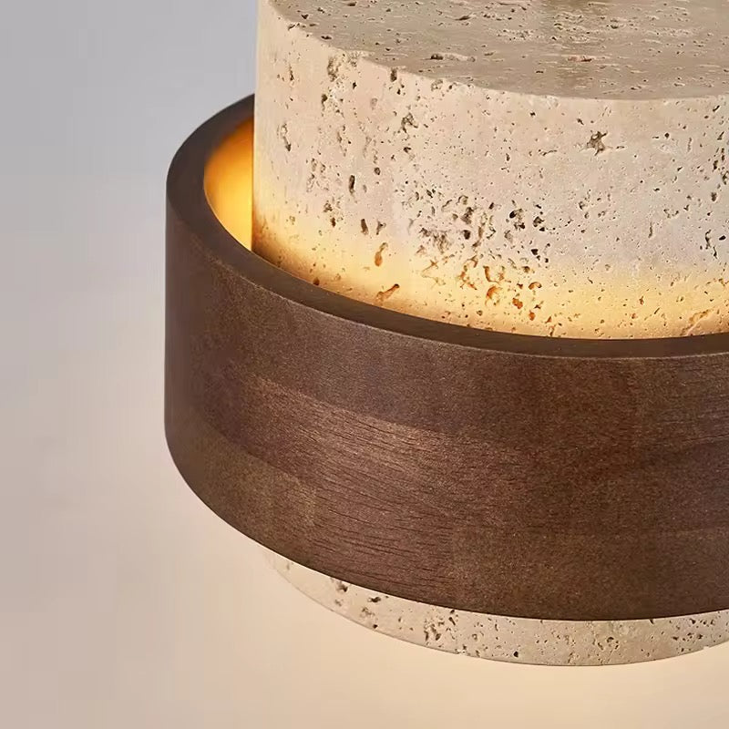 Beiroet Hanglamp – Marmerlook & Houtaccent – Ø17cm