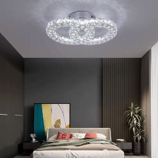 LussoLuce Kristallen Plafondlamp – Moderne LED Plafondverlichting met Ringdesign en Dimbare Functie