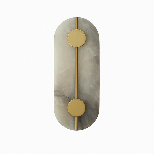 Linea Luce – Verticale Wandlamp van Marmer & Koper | Luxe LED Muurverlichting 42,5 cm | Designlamp voor Hal, Woonkamer of Trapwand | Zukasa Collectie