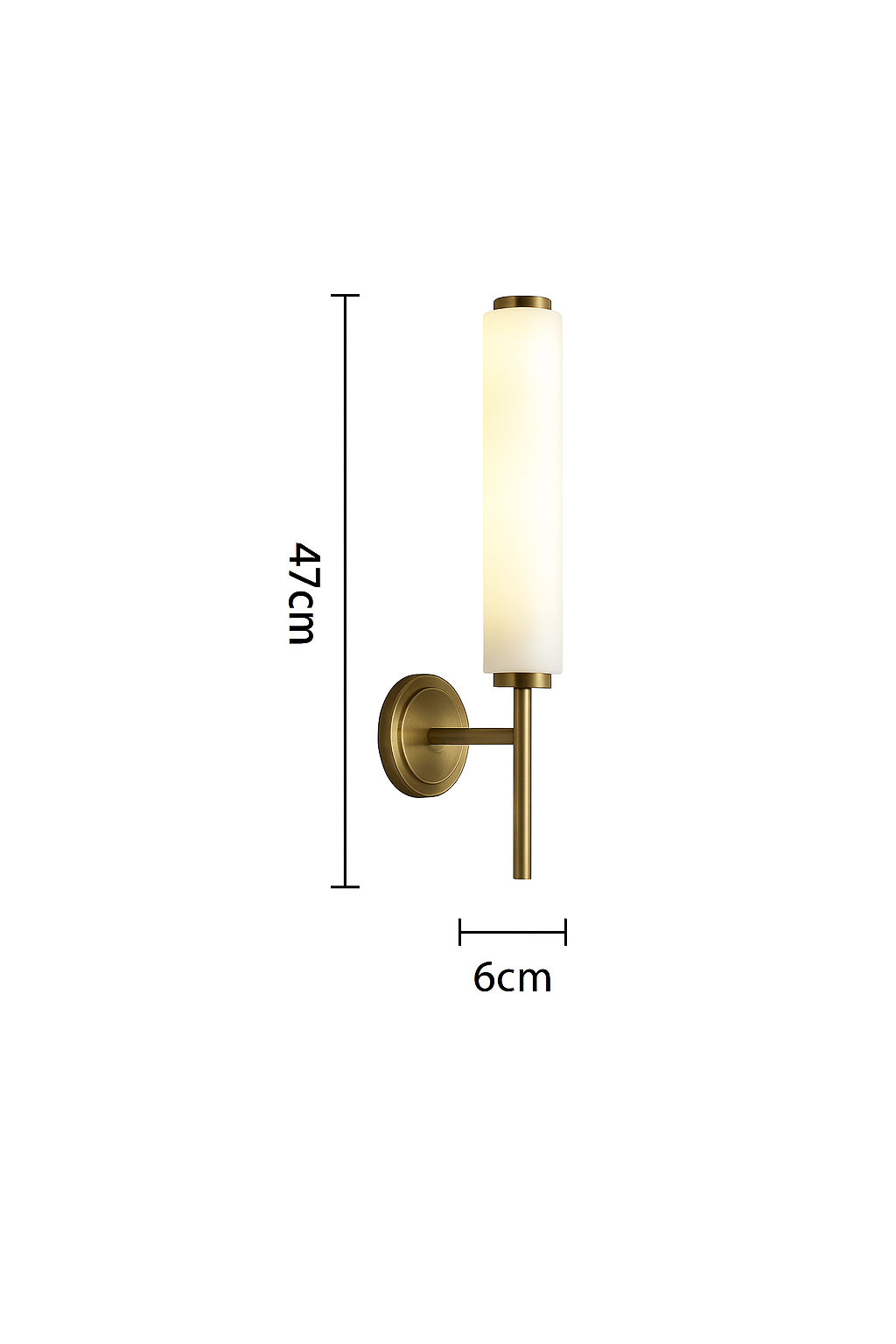 Luxor Wandlamp – Moderne Wandverlichting van Goud Messing met Opaline Glas | 47cm LED Sfeerverlichting voor Woonkamer, Hal of Slaapkamer