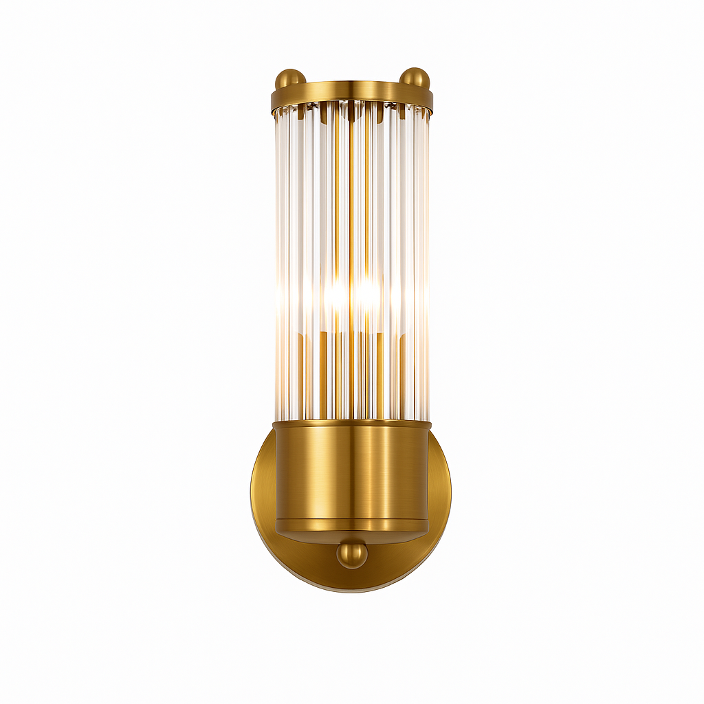 Gloria – Messing Wandlamp met Kristalglas – 27cm – Art Deco Stijl voor in Huis