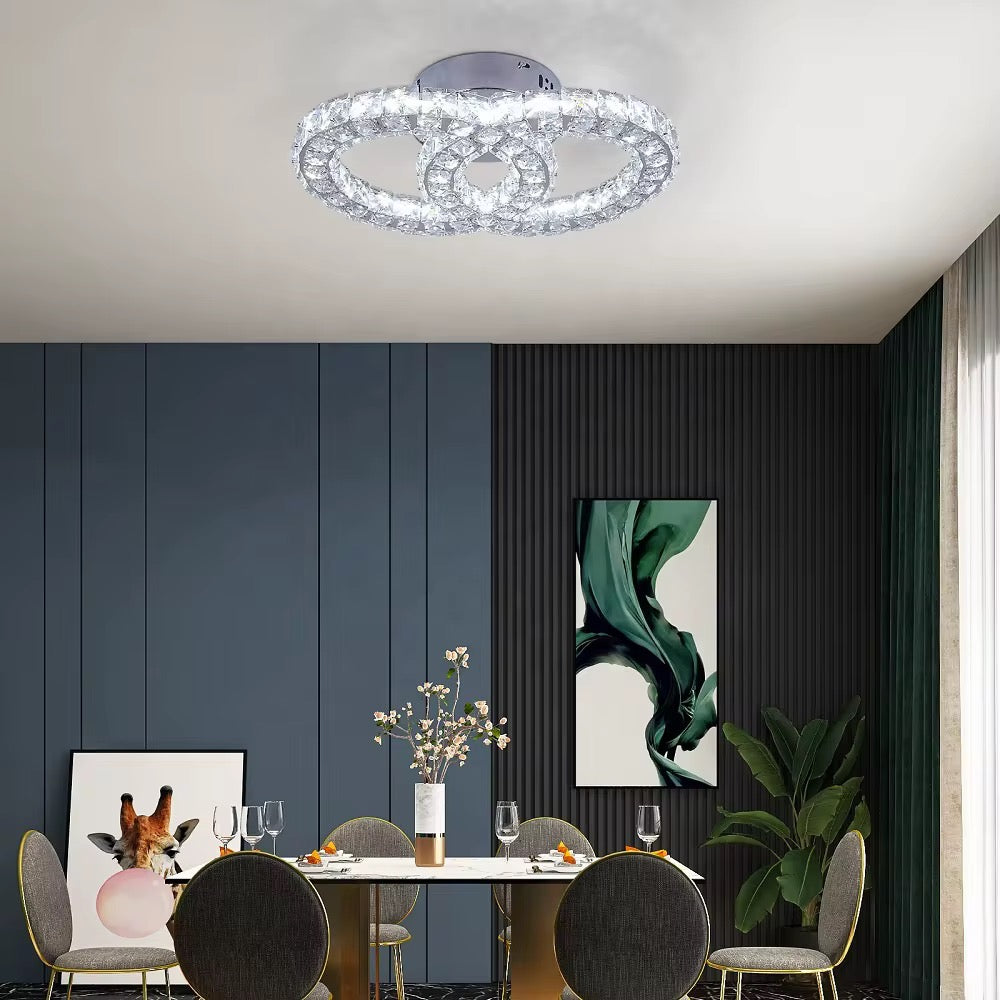 LussoLuce Kristallen Plafondlamp – Moderne LED Plafondverlichting met Ringdesign en Dimbare Functie