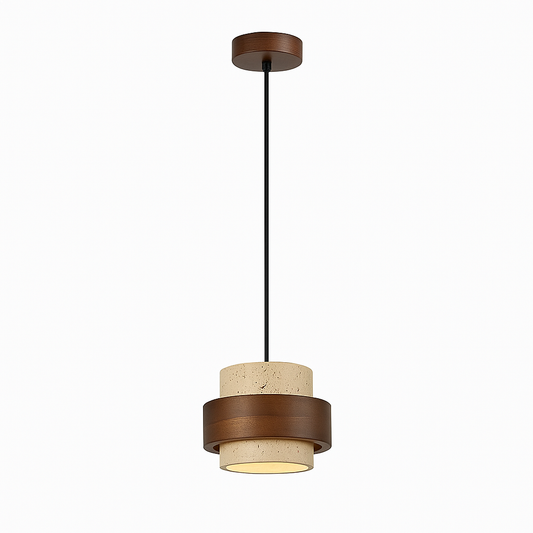 Beiroet Hanglamp – Marmerlook & Houtaccent – Ø17cm