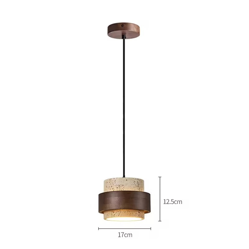 Beiroet Hanglamp – Marmerlook & Houtaccent – Ø17cm