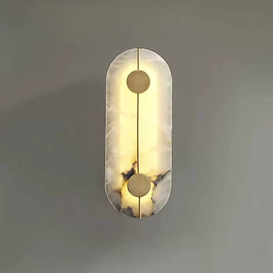 Linea Luce – Verticale Wandlamp van Marmer & Koper | Luxe LED Muurverlichting 42,5 cm | Designlamp voor Hal, Woonkamer of Trapwand | Zukasa Collectie