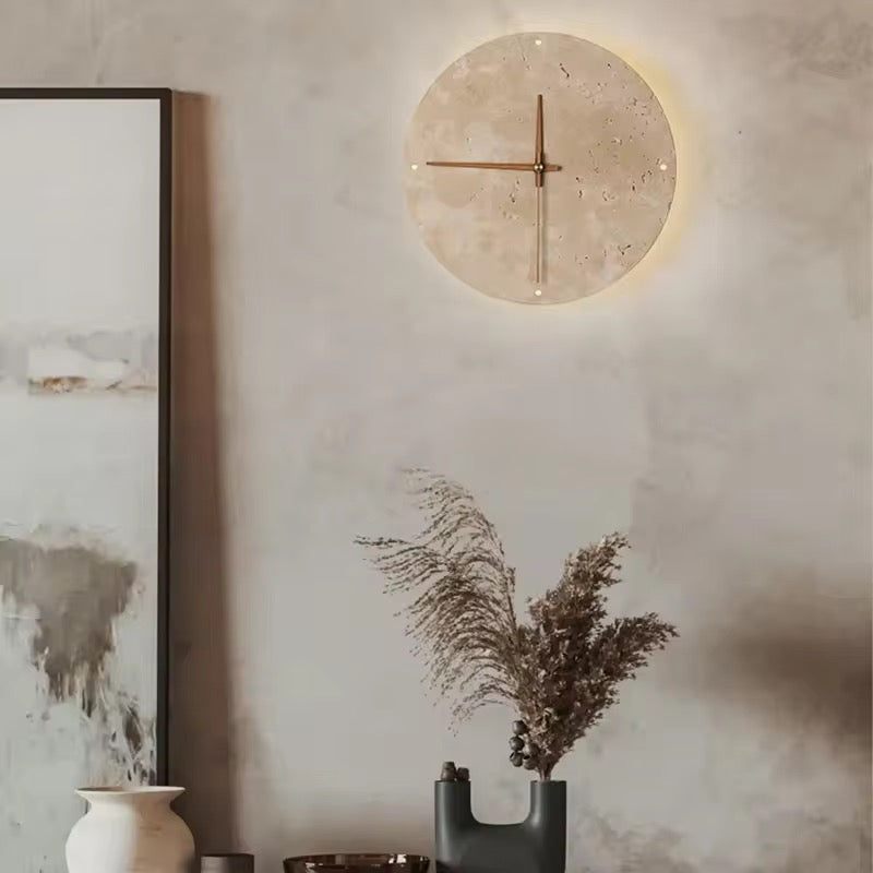 TerraLuxe Wandklok – Minimalistisch Design met Marmerlook – Ø30cm