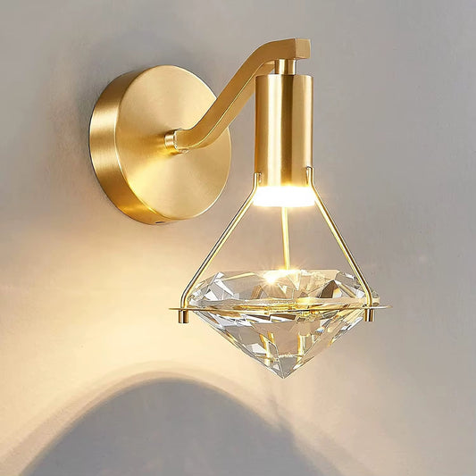 Diamond Luxe Wandlamp – Gouden Wandverlichting met Kristal | 24x22 cm | Hotel Chique Design