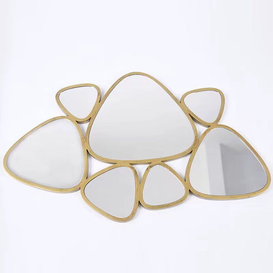 Aurora Clusters – Luxe Abstracte Wandspiegelset in Goud | 7-Delig Design