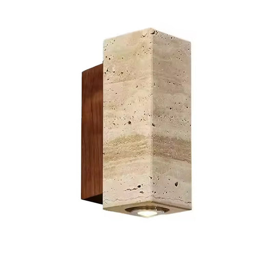 Tarfaya Travertin Wandlamp – Natuurlijke Buitenverlichting in Marmerlook