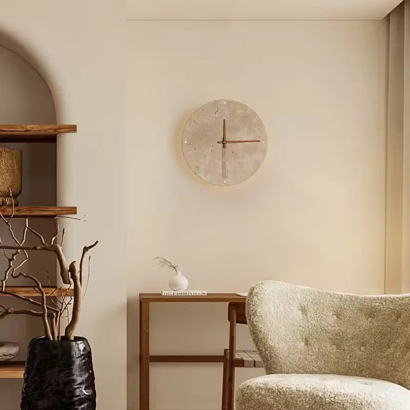 TerraLuxe Wandklok – Minimalistisch Design met Marmerlook – Ø30cm
