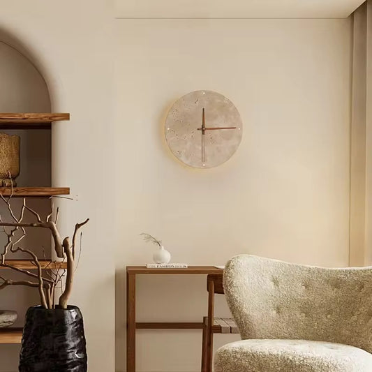 TerraLuxe Wandklok – Minimalistisch Design met Marmerlook – Ø30cm