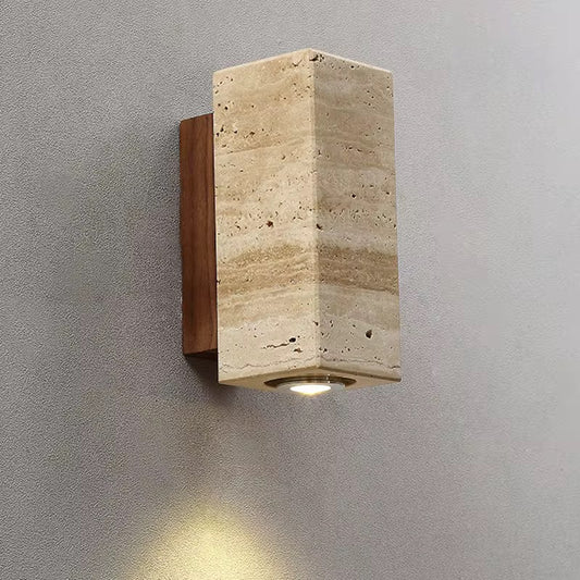Tarfaya Travertin Wandlamp – Natuurlijke Buitenverlichting in Marmerlook