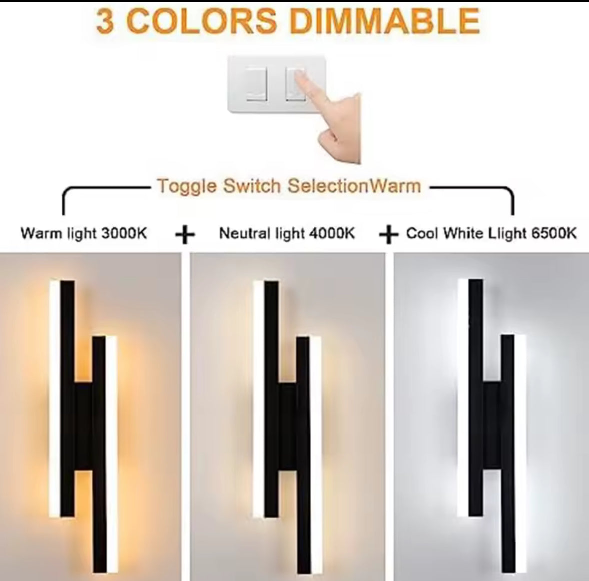 Linea Nero – Zwarte LED Wandlamp met 3 Lichtkleuren | 16W | 40cm | Voor in Huis