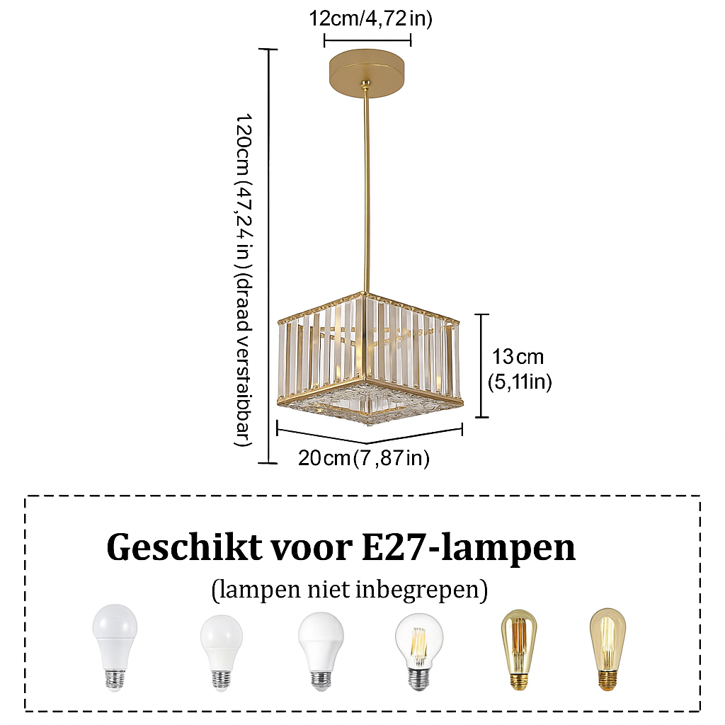 Luminare Aurum – Luxe Gouden Kristallen Hanglamp voor Eetkamer of Hal