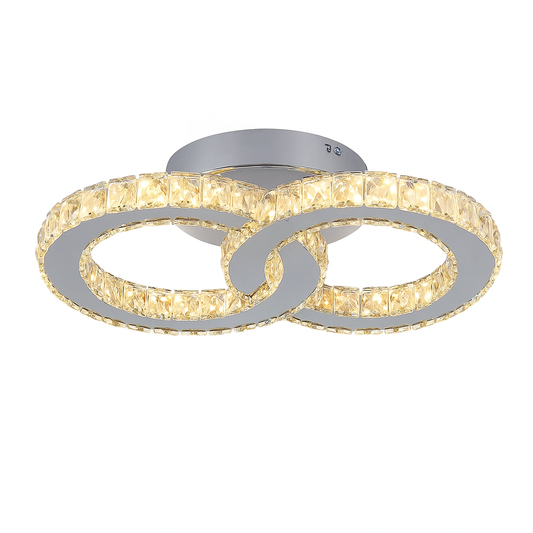 LussoLuce Kristallen Plafondlamp – Moderne LED Plafondverlichting met Ringdesign en Dimbare Functie