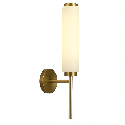 Luxor Wandlamp – Moderne Wandverlichting van Goud Messing met Opaline Glas | 47cm LED Sfeerverlichting voor Woonkamer, Hal of Slaapkamer
