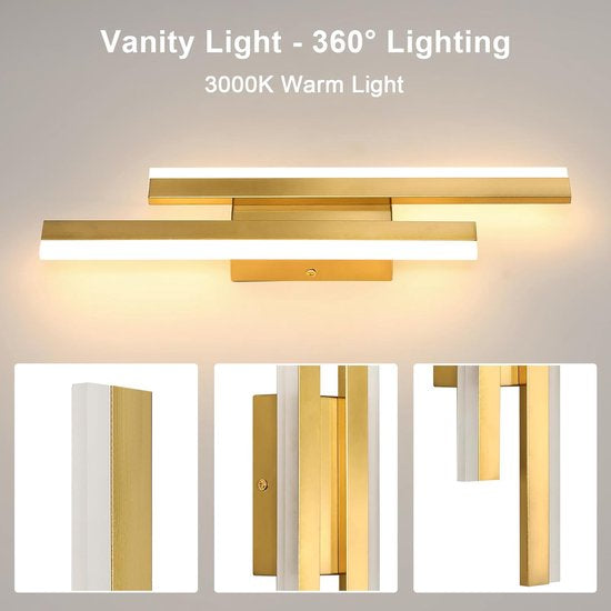 LumaLine Aurum – Gouden LED Wandlamp met 3 Lichtstanden (3000K-6500K)