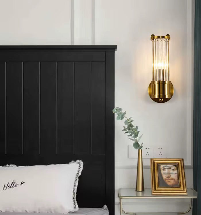 Gloria – Messing Wandlamp met Kristalglas – 27cm – Art Deco Stijl voor in Huis