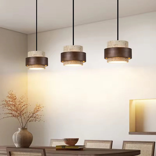 Beiroet Hanglamp – Marmerlook & Houtaccent – Ø17cm