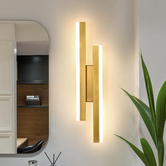 LumaLine Aurum – Gouden LED Wandlamp met 3 Lichtstanden (3000K-6500K)