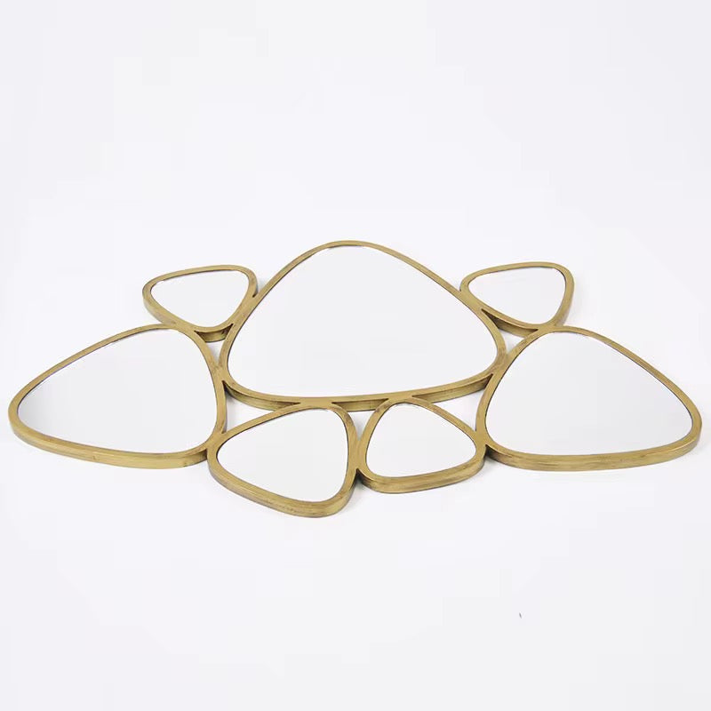 Aurora Clusters – Luxe Abstracte Wandspiegelset in Goud | 7-Delig Design