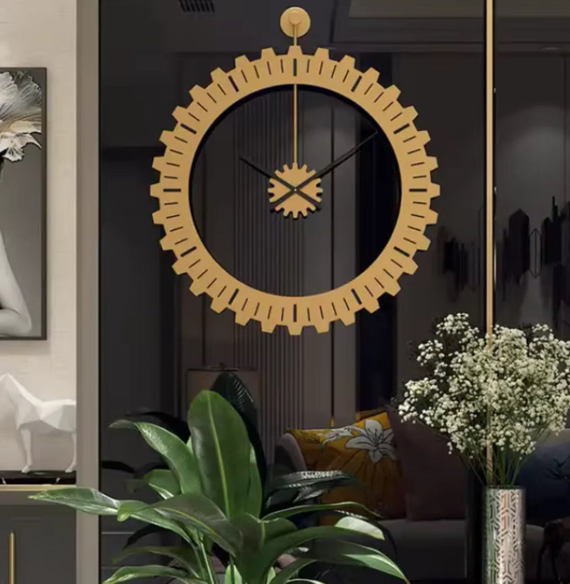 Kyros Gold – Luxe Tandwiel Wandklok in Goud (Ø50 cm)