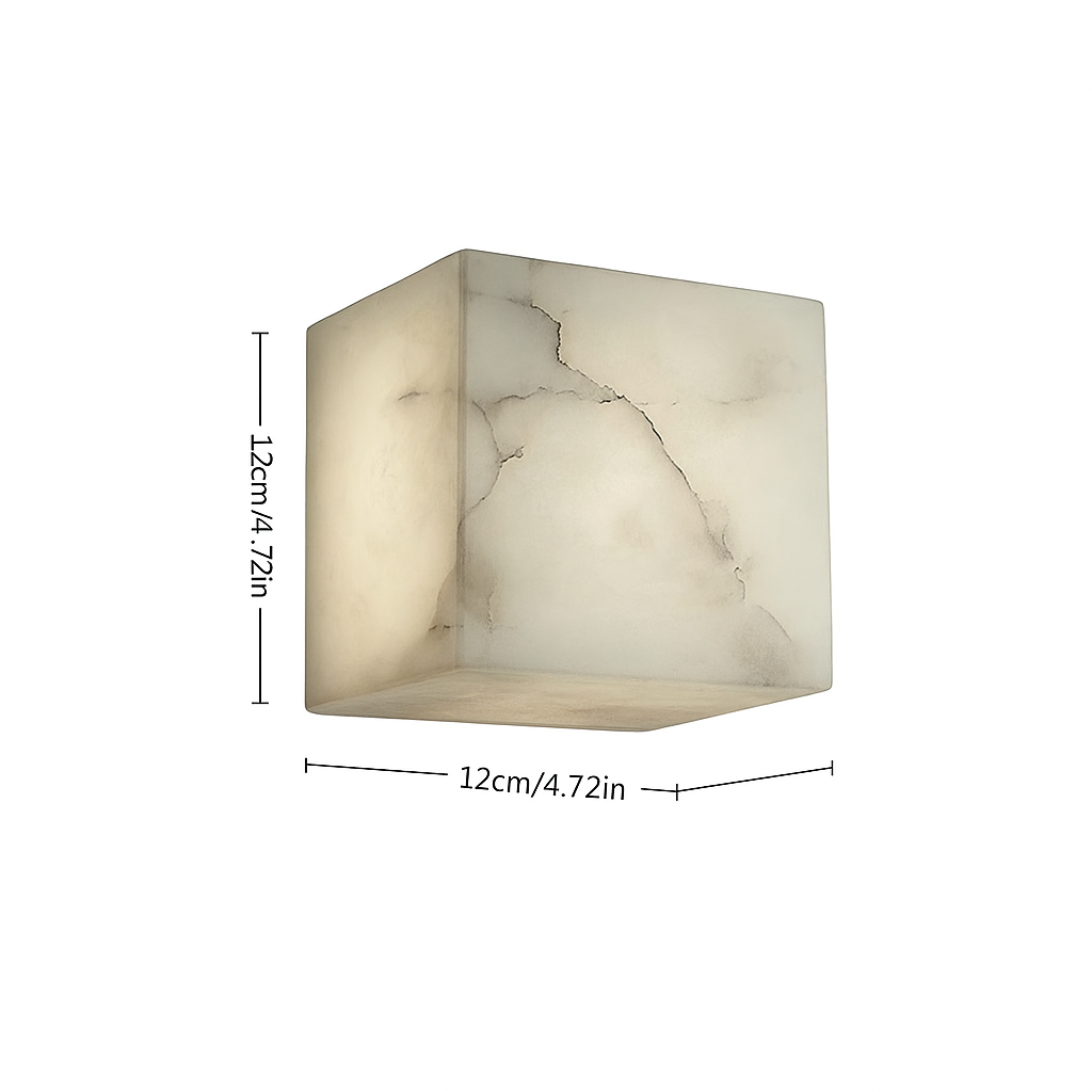 Marbula Cube – Luxe Marmeren Wandlamp | Vierkante LED Muurverlichting voor Woonkamer, Slaapkamer en Hotelinterieur