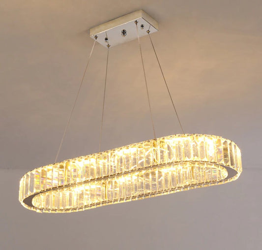Lustra Lumina - Luxe Kristallen Ovale Hanglamp met Afstandsbediening