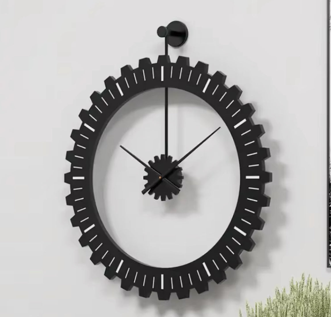 Kyros Black – Industriële Tandwiel Wandklok (Ø50 cm)