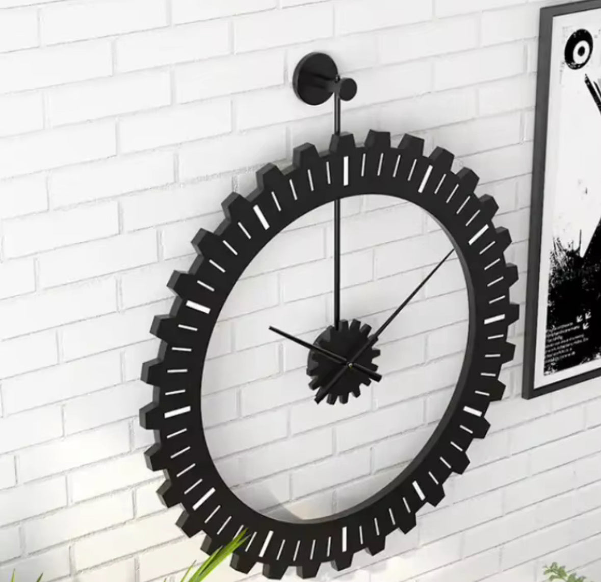 Kyros Black – Industriële Tandwiel Wandklok (Ø50 cm)