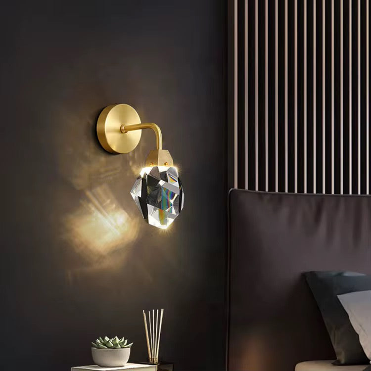 Prisma – Wandlamp met kristalglas & goudkleurig design | Luxe sfeerverlichting
