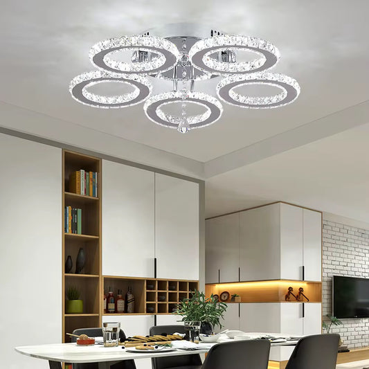 Luceo Luxe LED Plafondlamp met Kristalringen – Moderne Designlamp voor Woonkamer